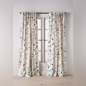 Anthropologie Hattie Organic Cotton Floral Printed Curtain, Set of 2 Panels